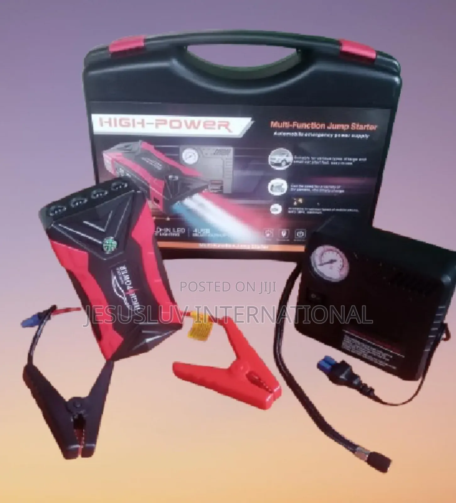 Portable Car Battery Jump Starter With Air Compressor Pump