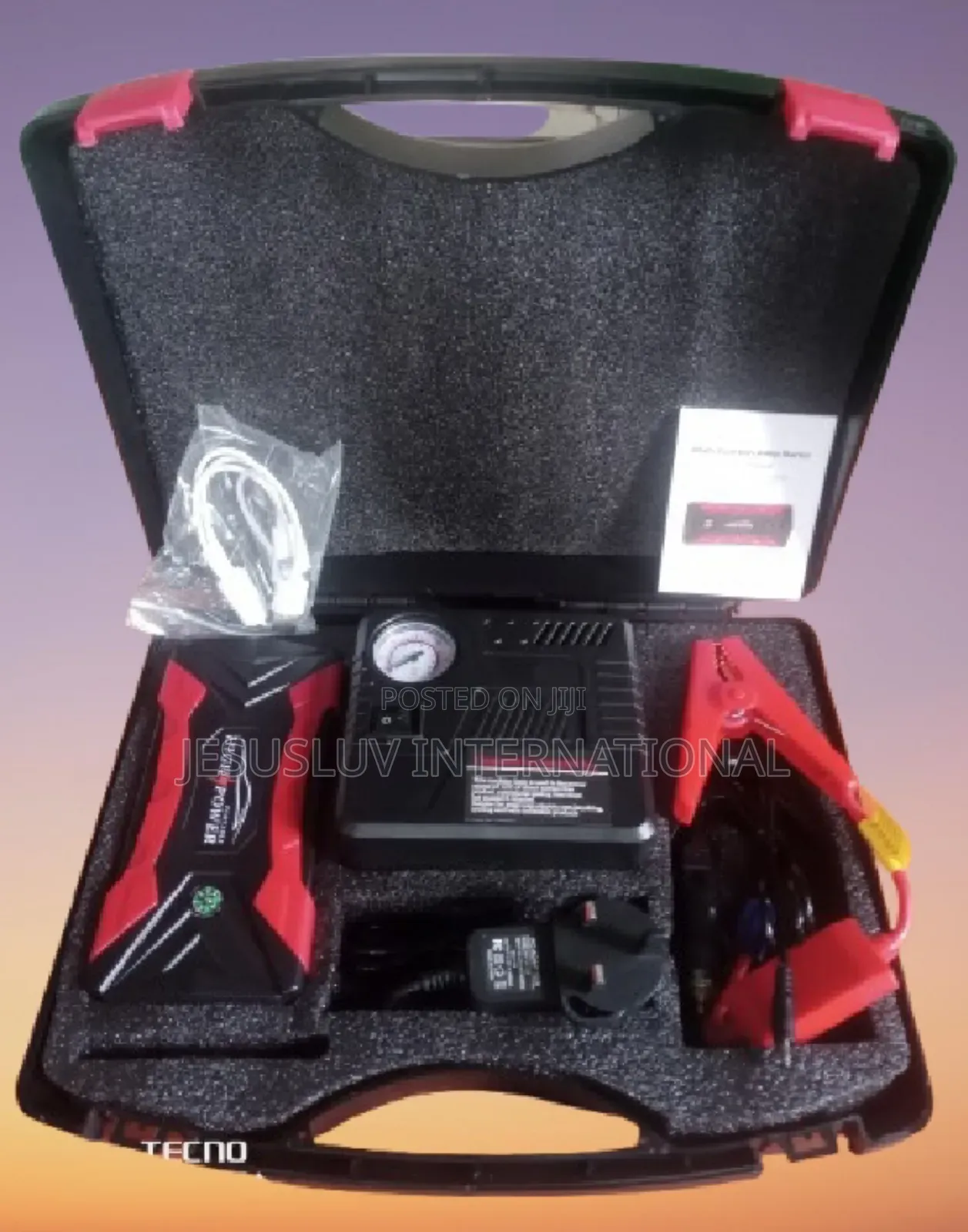 Portable Car Battery Jump Starter With Air Compressor Pump