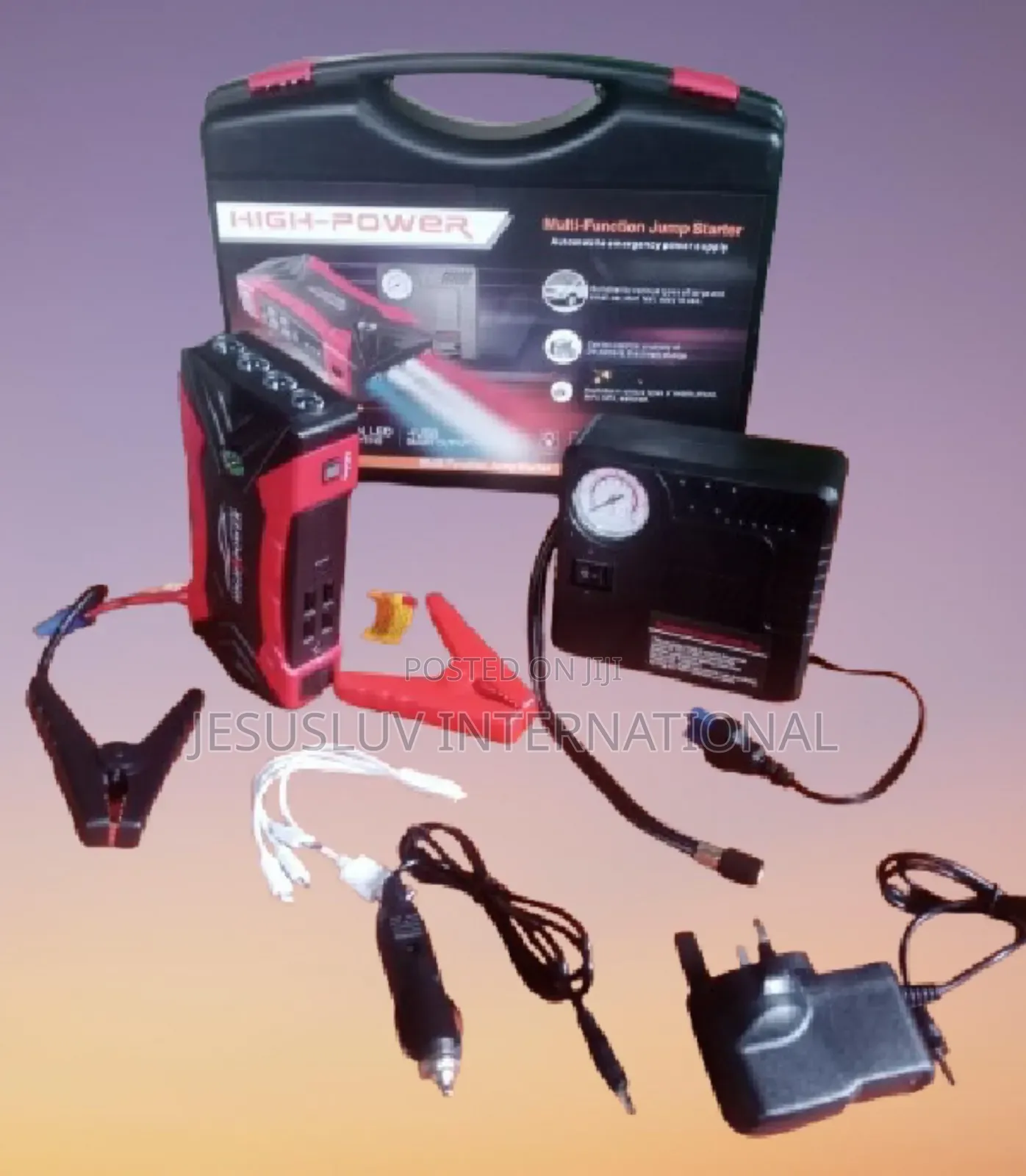 Portable Car Battery Jump Starter With Air Compressor Pump