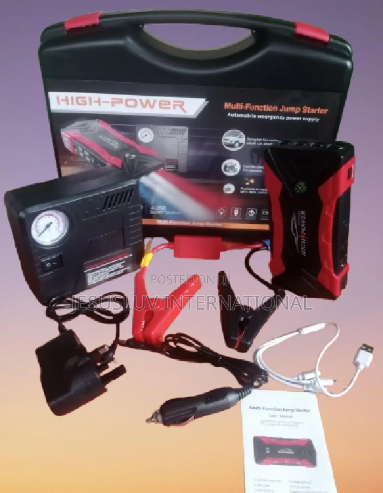 Jump Starter Battery Booster With Air Compressor 4 Usb