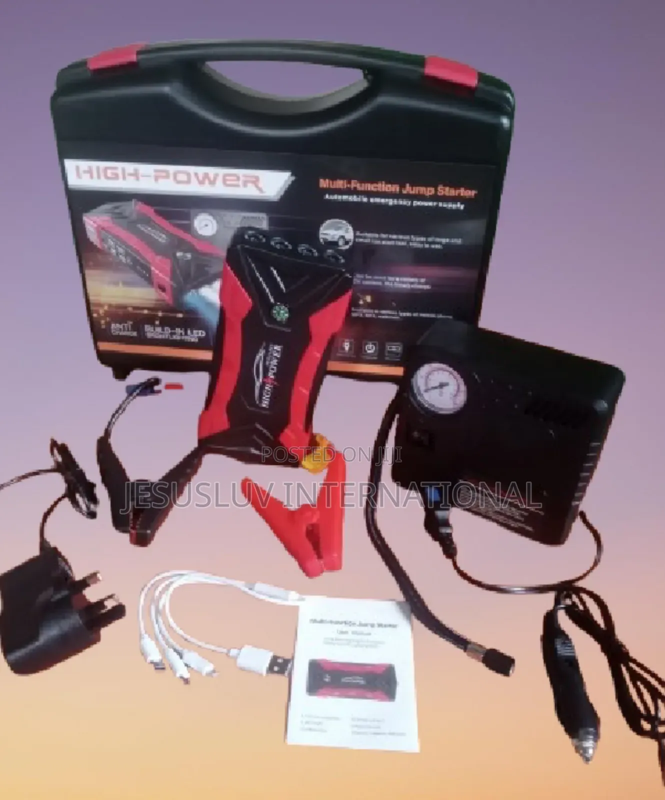 Jump Starter Battery Booster With Air Compressor 4 Usb