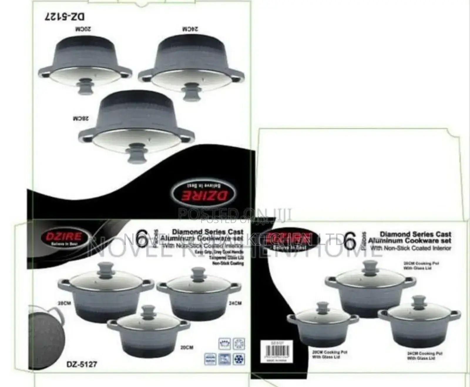 6 Pieces of Diamond Series Cast Aluminium Cookware Set