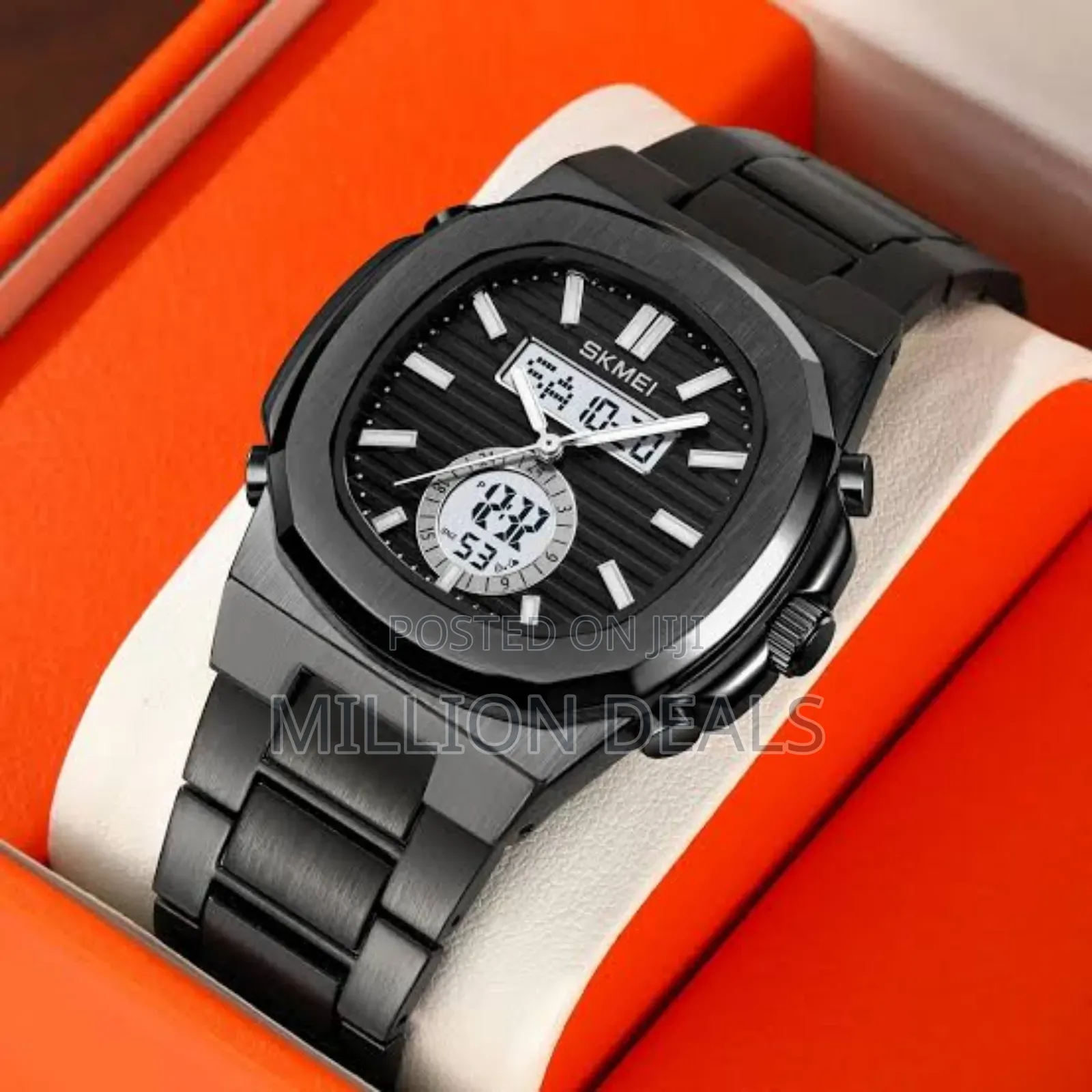 Black Water Resistant Men's Bracelet Strap Wrist Watch