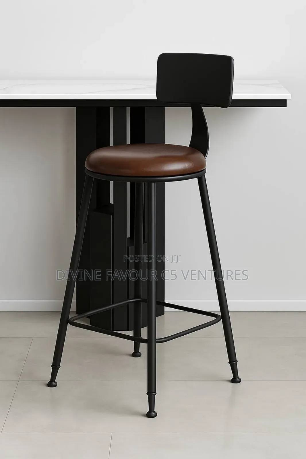High Bar Stool With Back and Leg Rest.
