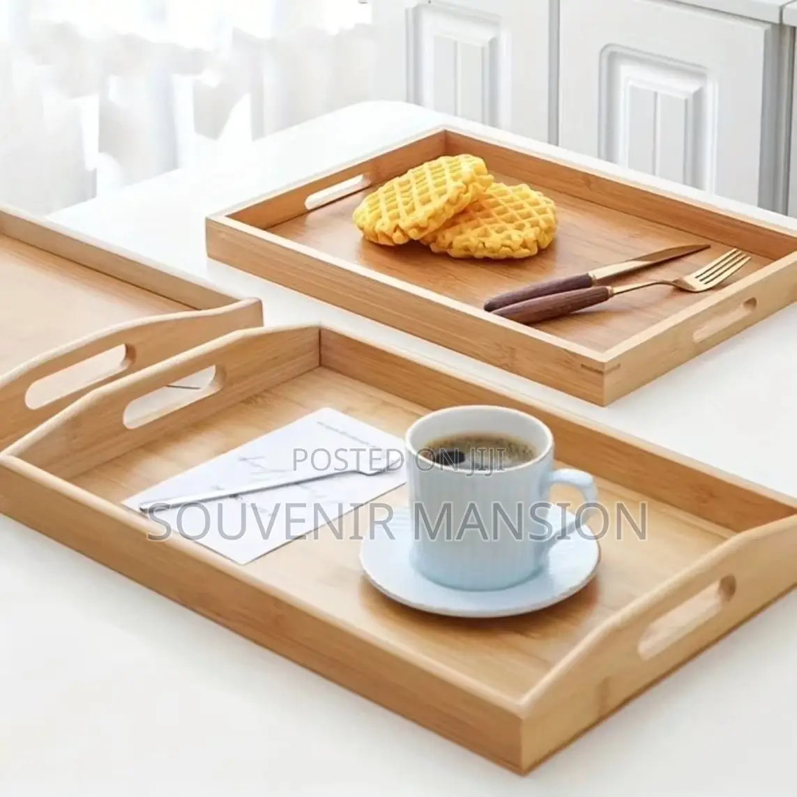 3 in 1 Bamboo Tray With Handle