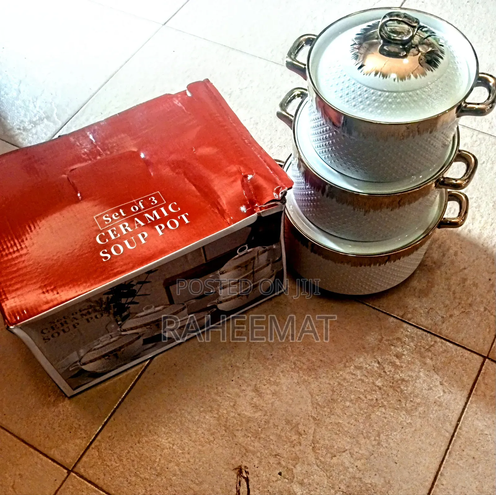 Setof 3 Ceramics Soup Pot