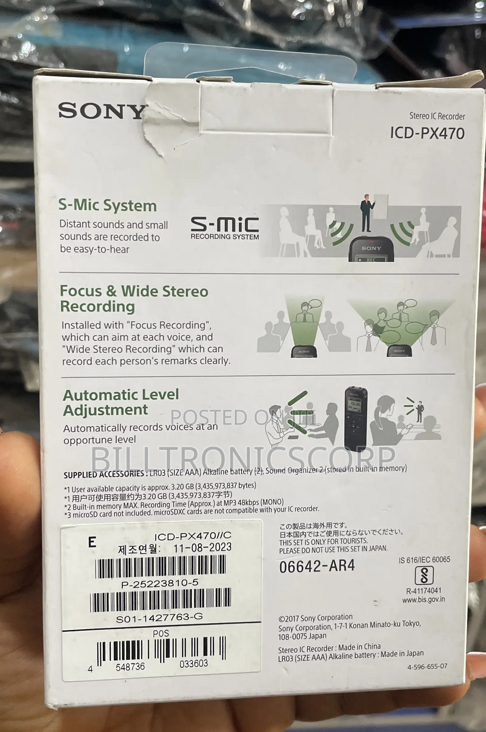 Sony Stereo Ic Icd-px470 Recorder