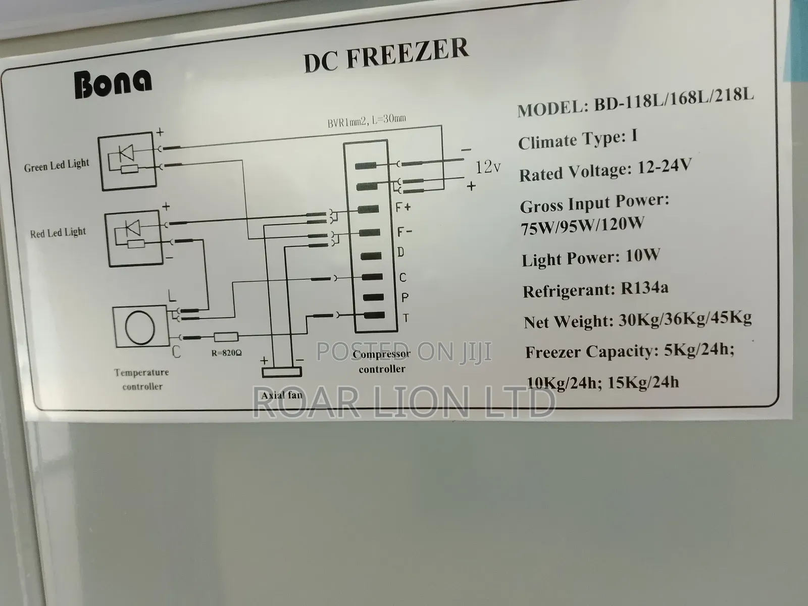 168l Bona Solar Freezer