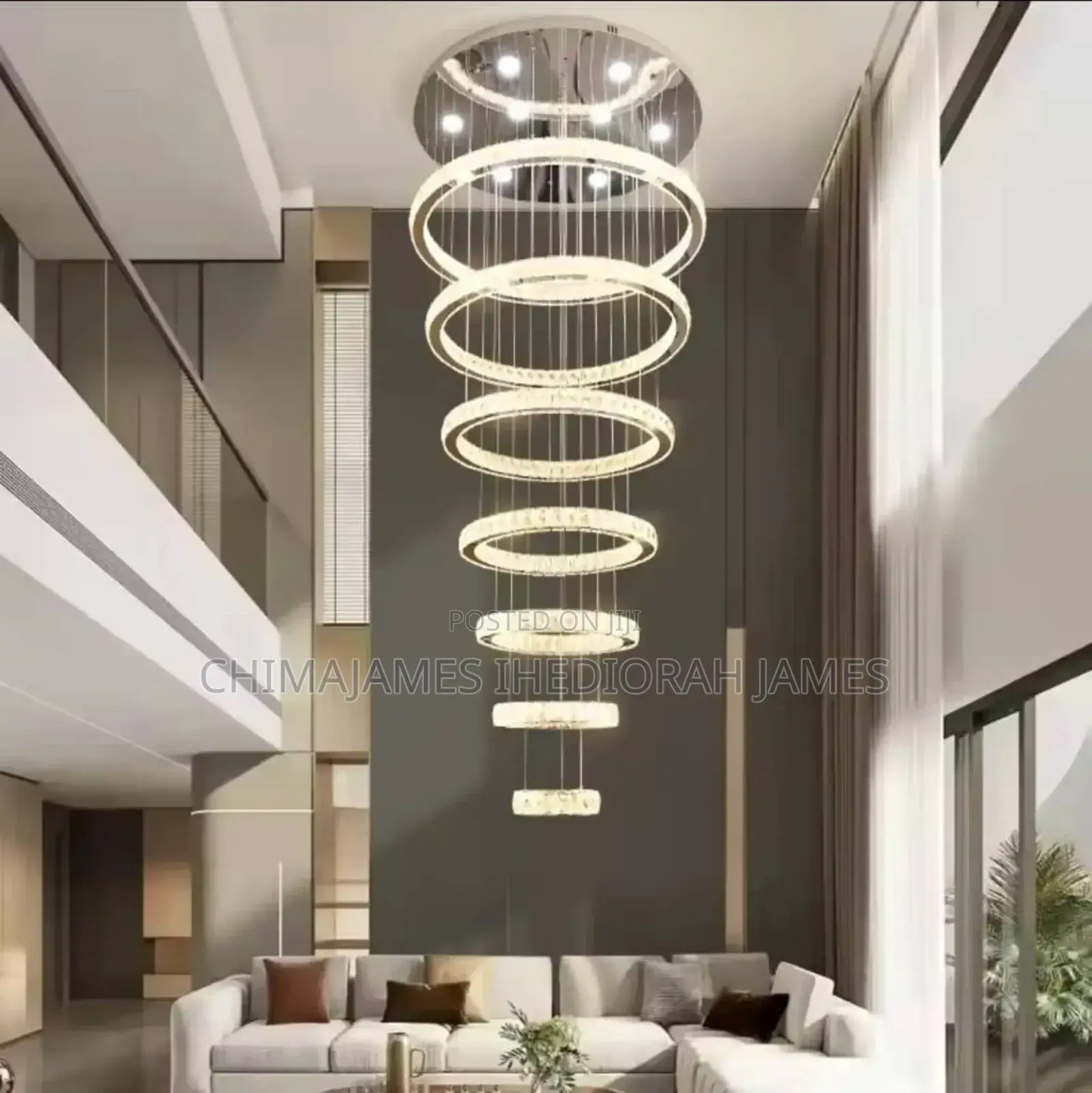 Chandelier Lighting Crystal Villa Building Staircase Long