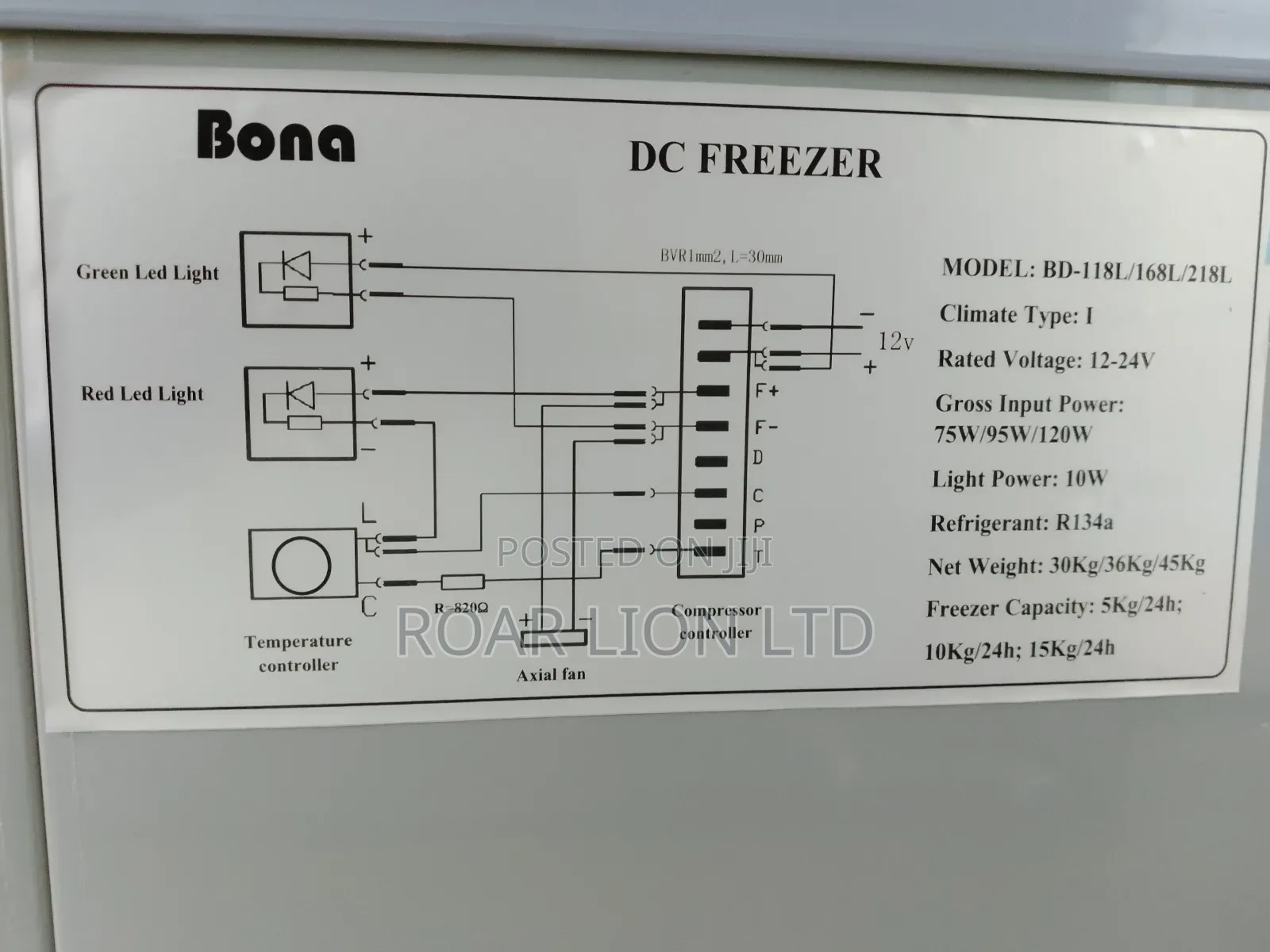 168l Bona Solar Freezer
