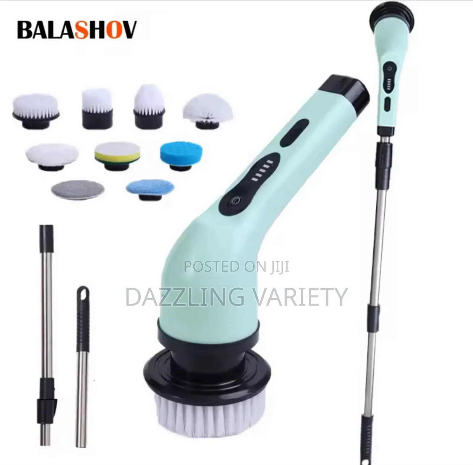 Powerful 9-in-1 Rechargeable Spin Scrubber for Bathroom Tiles