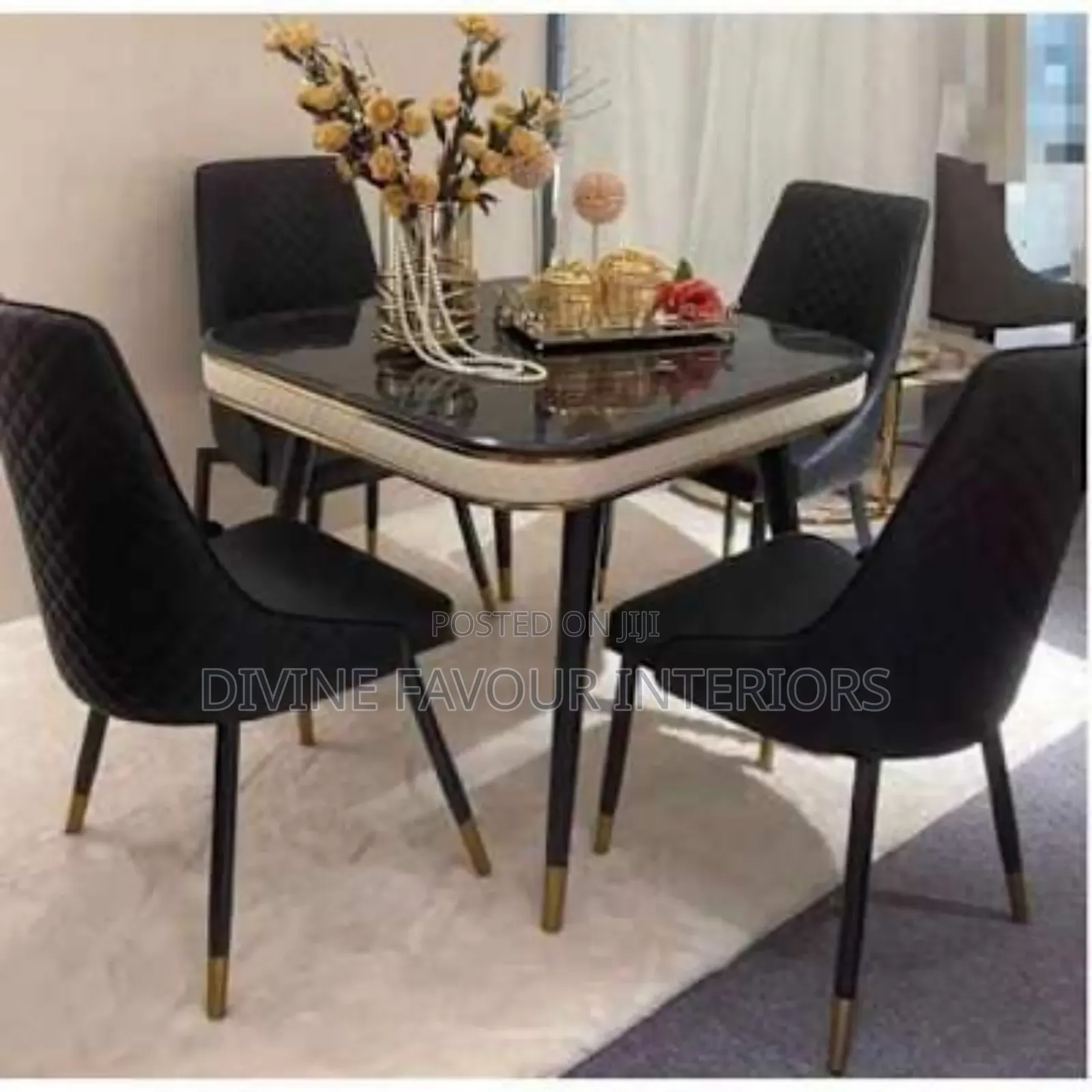 Dinning Table and 4 Chairs - Black