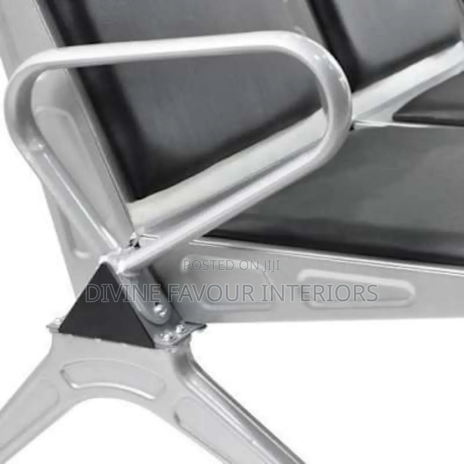 3 in 1 Office Reception Waiting Chair With Leather - Black