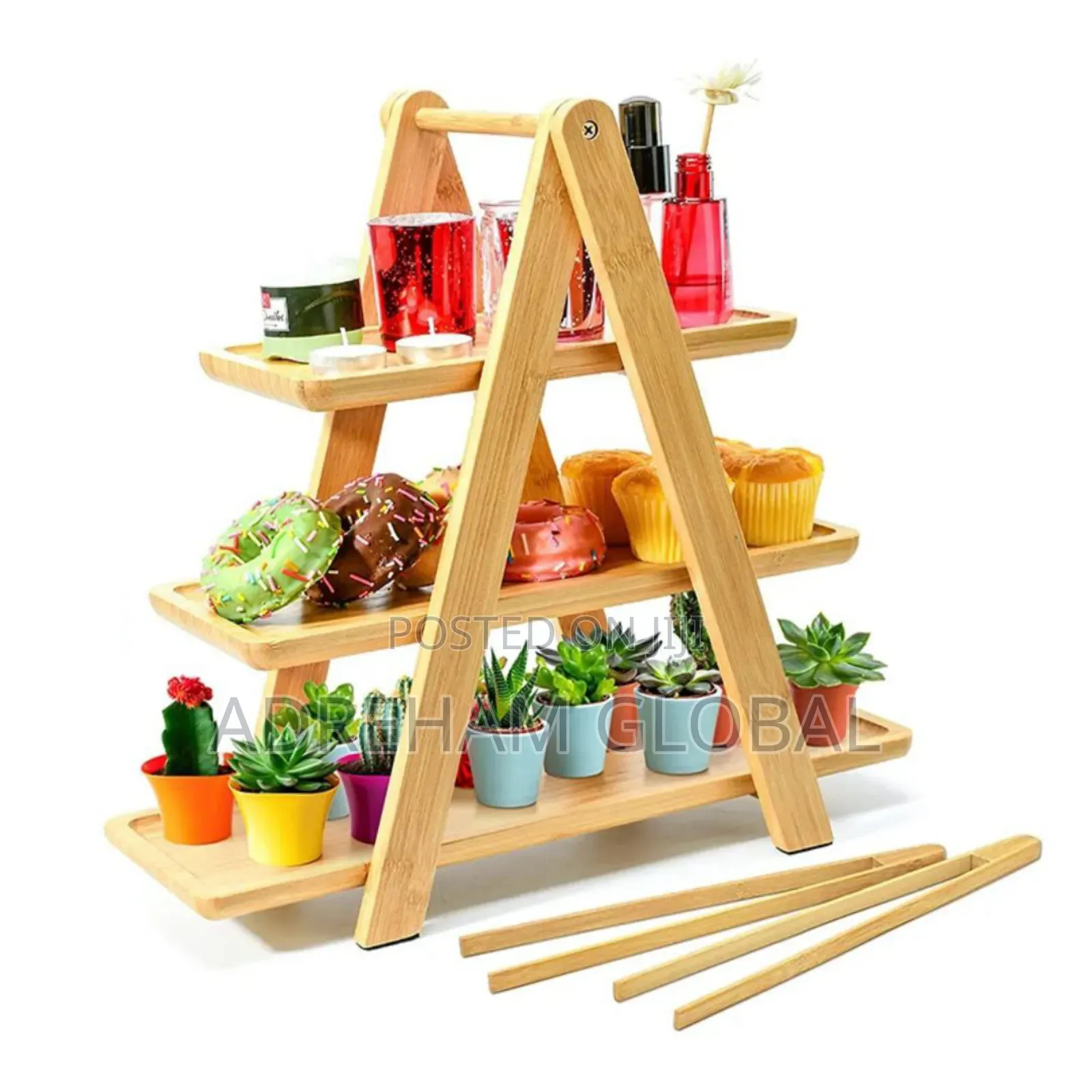 Multifunctional 3tier Wooden Buffet Platter,Food Display