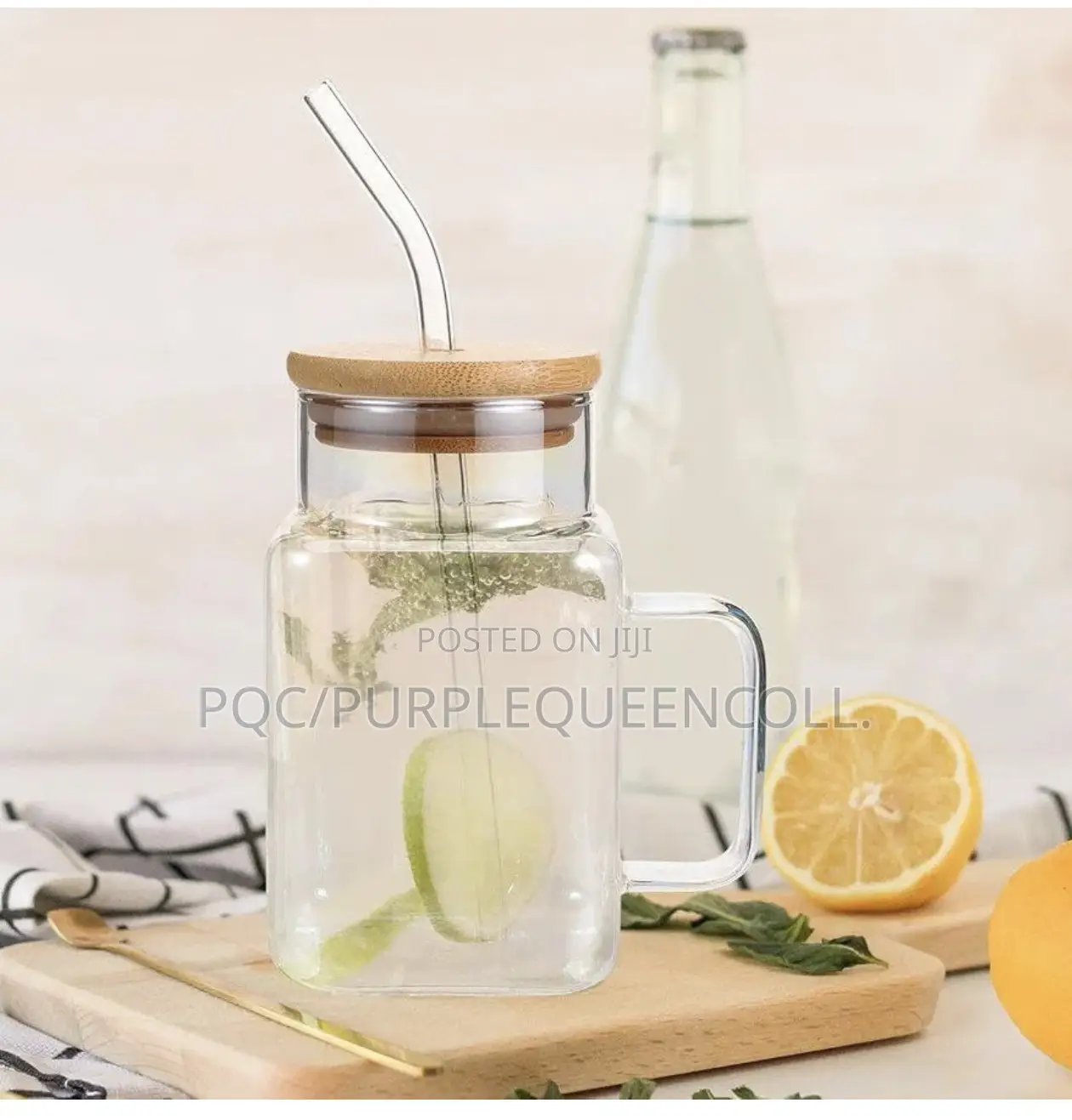 Mason Cocktail Glass Bottle Jar With Wooden Cover