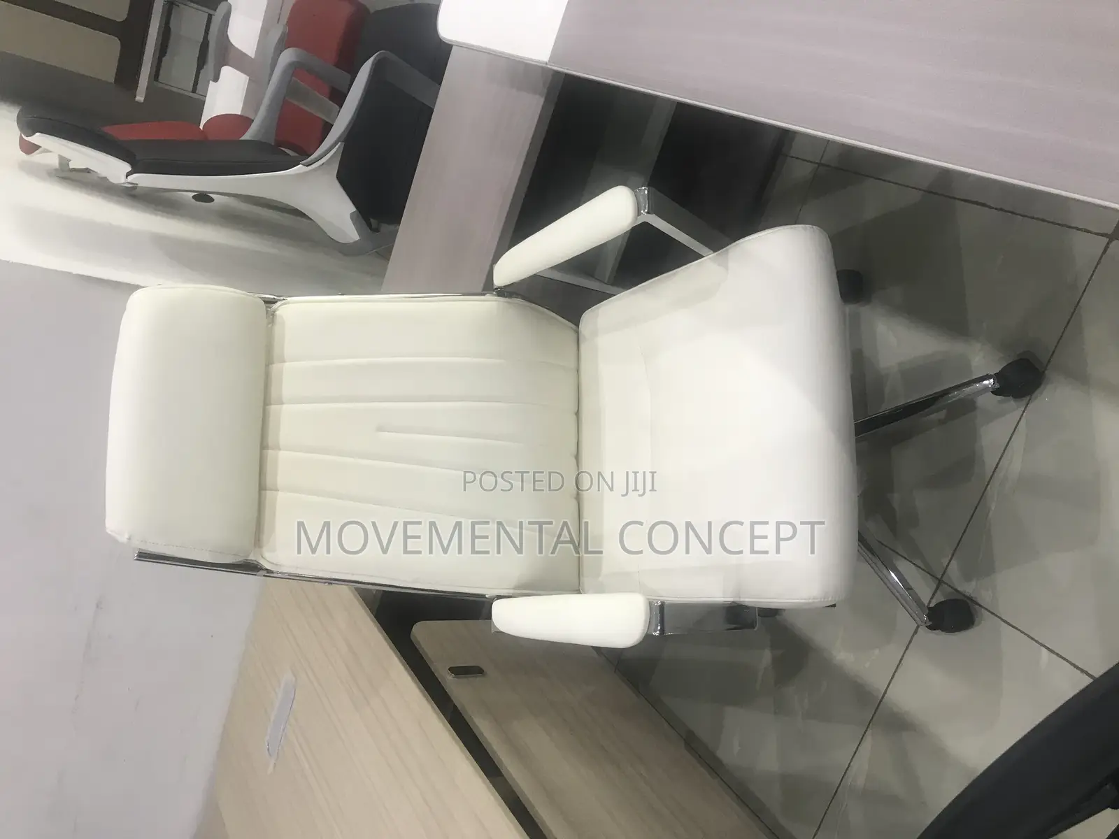 Executive White Office Swivel Chair With Headrest