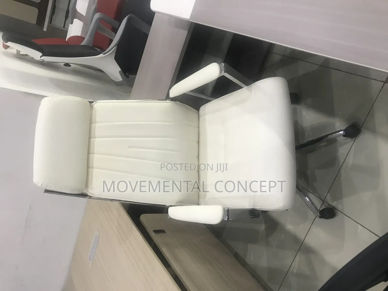Executive White Office Swivel Chair With Headrest