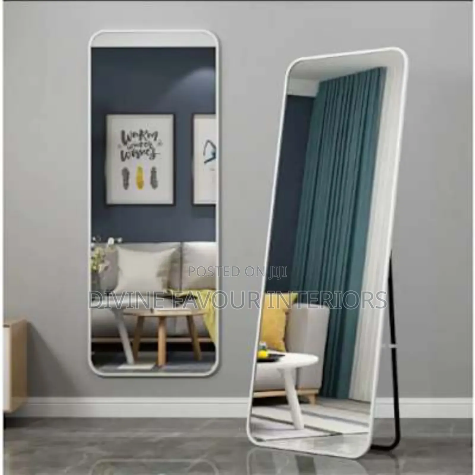 White Frame Standing / Wall Mounted Mirror