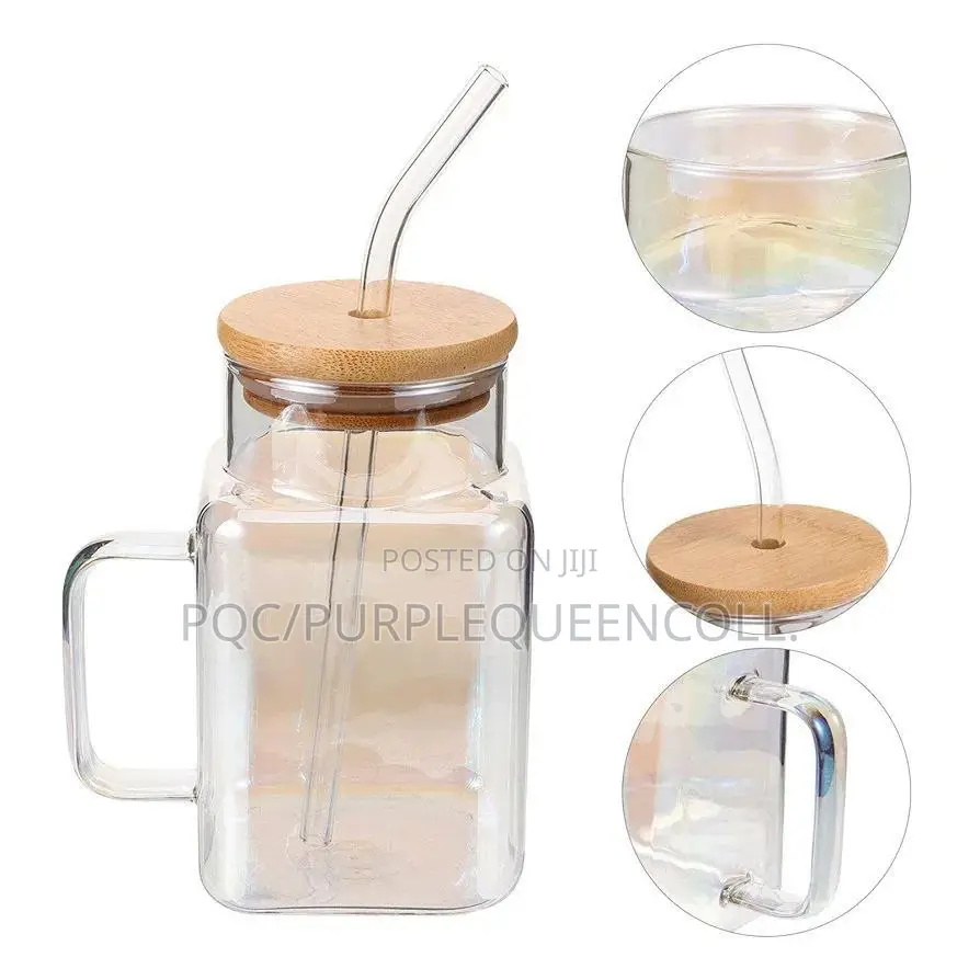 Mason Cocktail Glass Bottle Jar With Wooden Cover