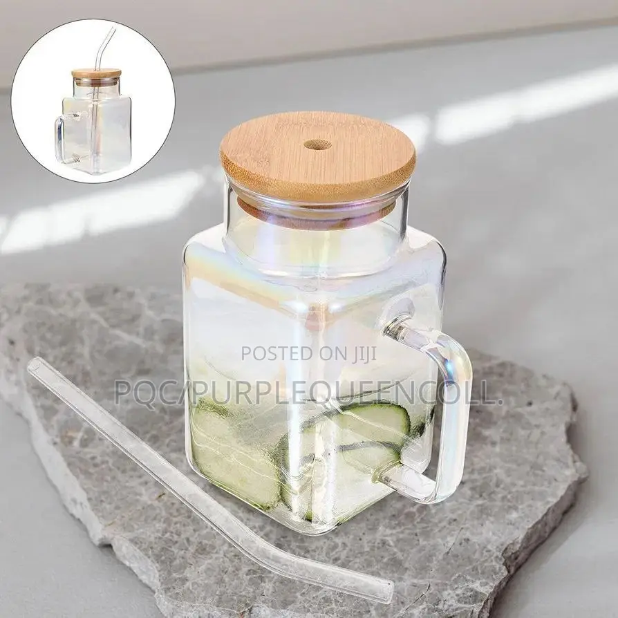 Mason Cocktail Glass Bottle Jar With Wooden Cover