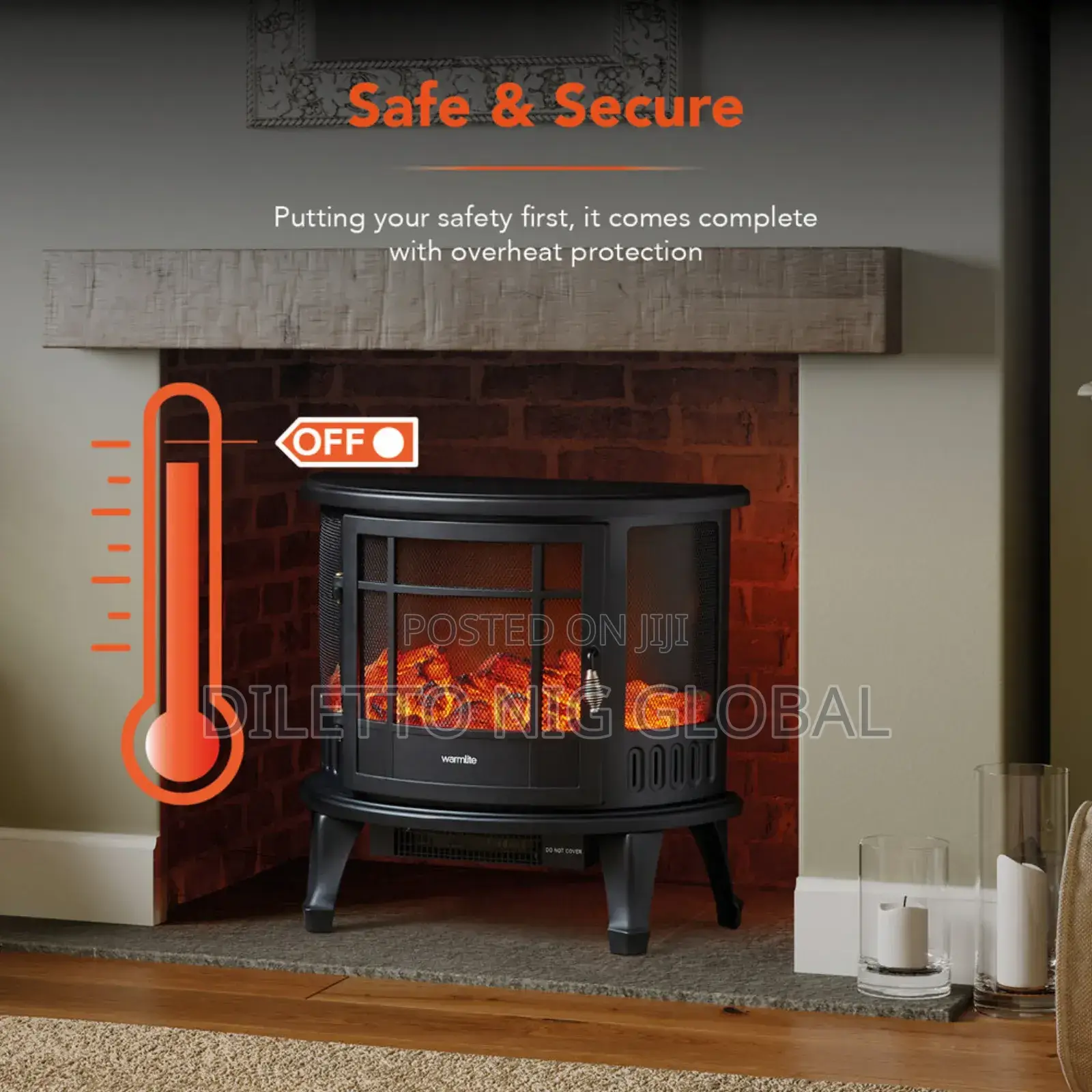 Warmlite Freestanding Electric Log Effect Stove Fire 1800w