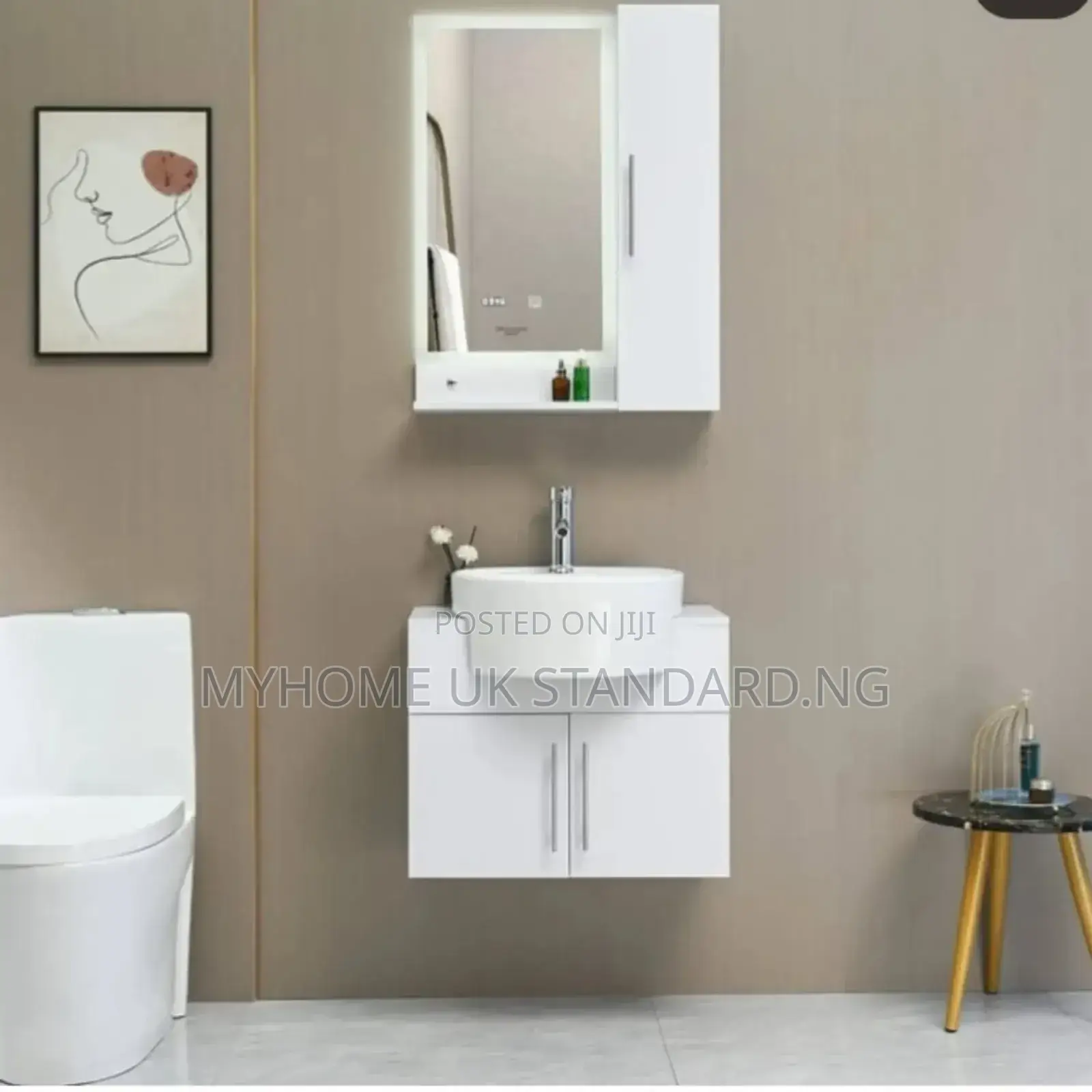 Mini Toilet Cabinet With Mirror and Shelves
