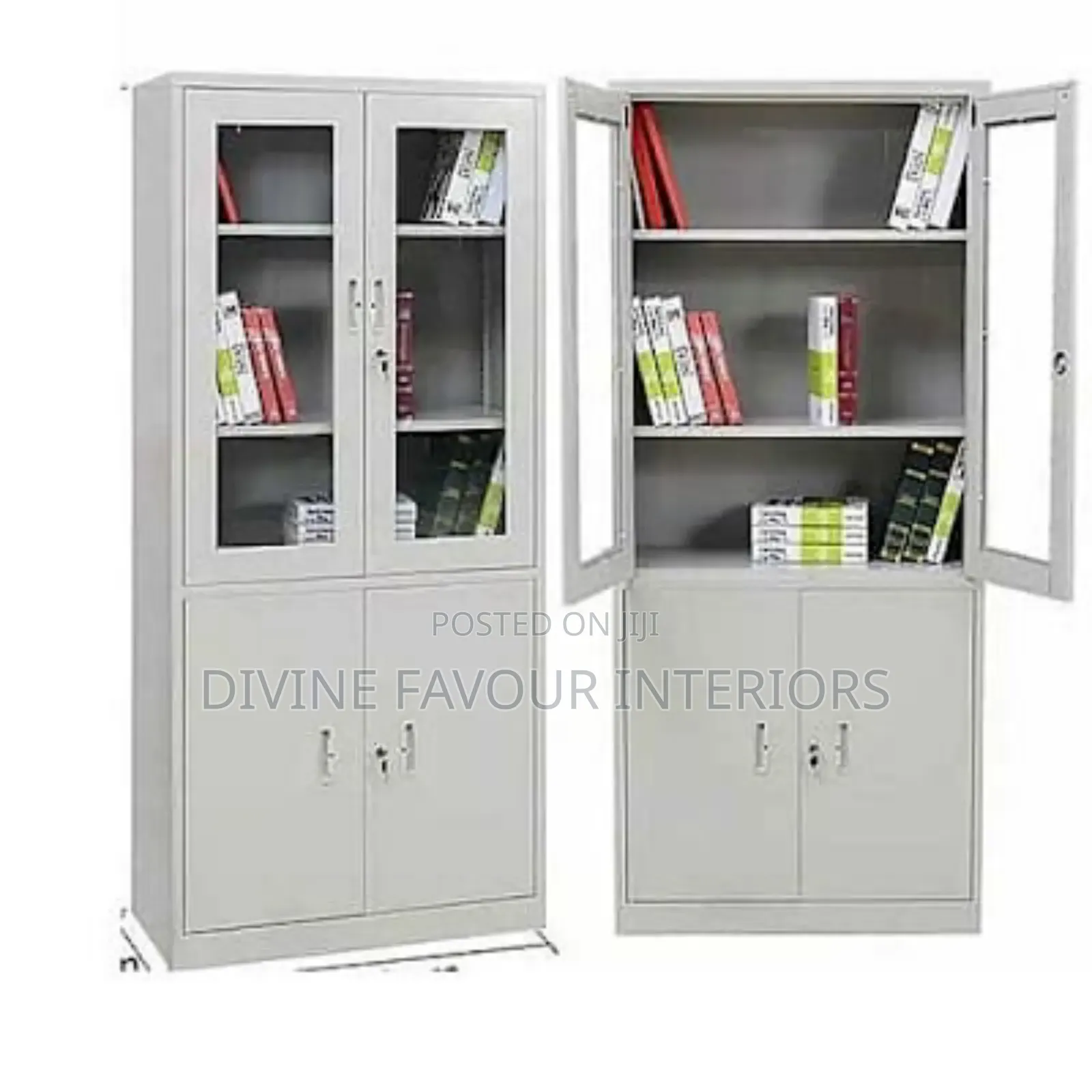 Half Glass Metal Book Shelf - 1 Piece