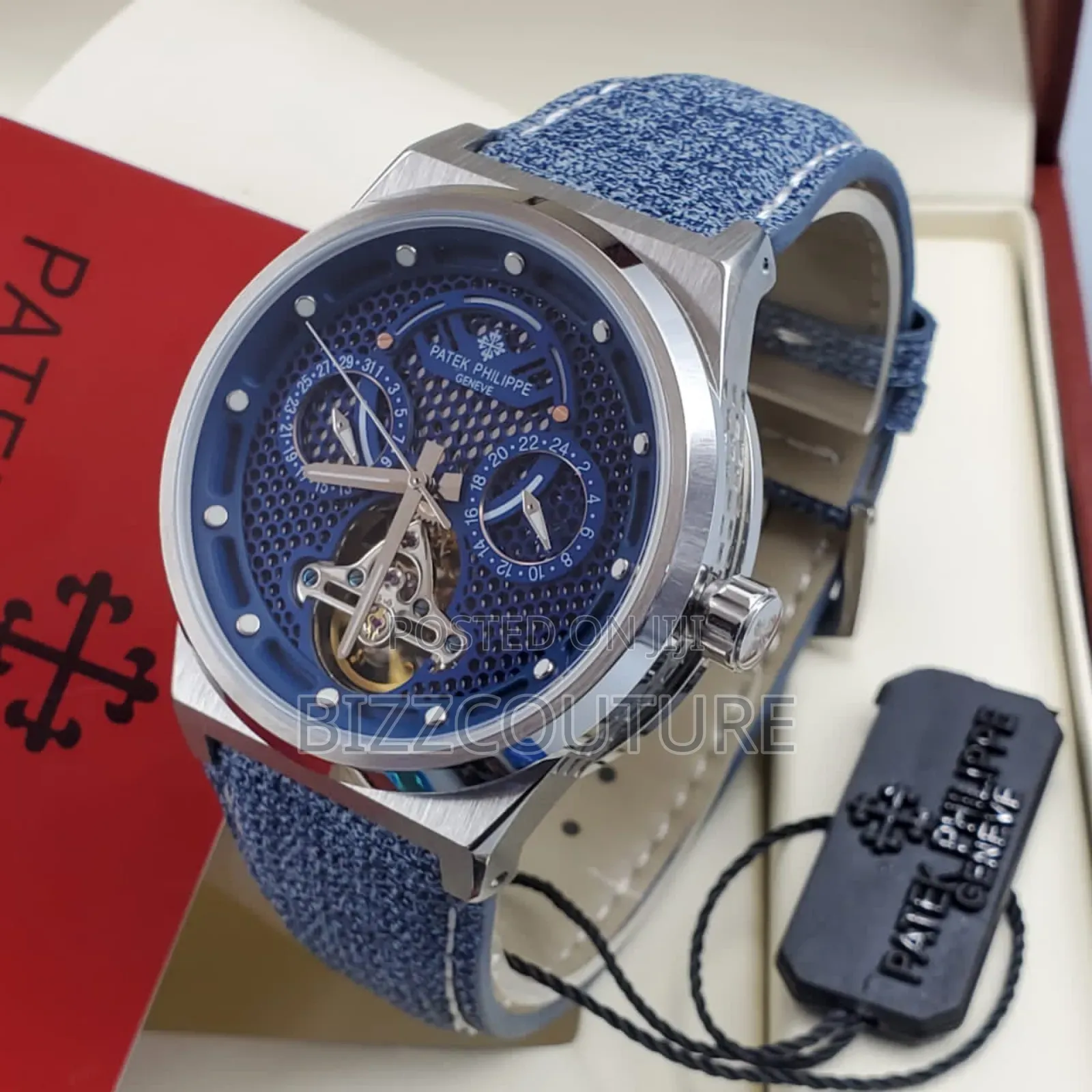 Original Patek Philippe Blue Faux Leather Strap Watch