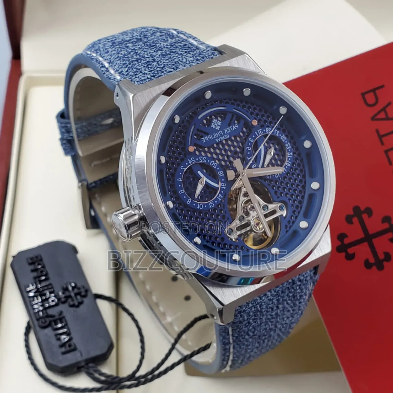 Original Patek Philippe Blue Faux Leather Strap Watch