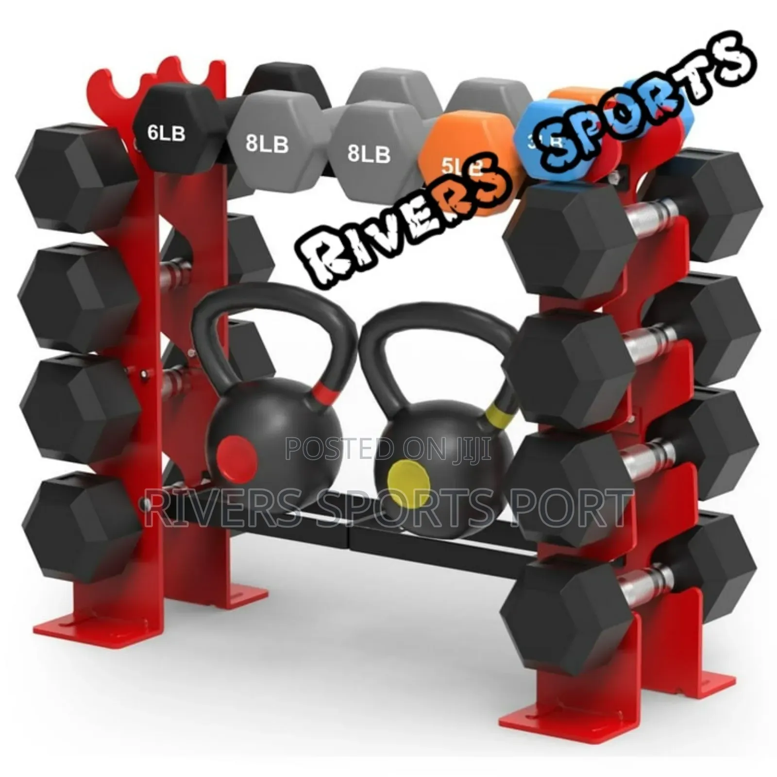 4 Tier 2 Vertical Slot Dumbbell Kettlebell Storage Rack