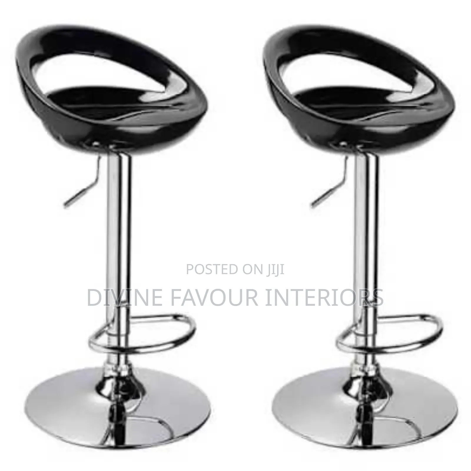 2 Glossy Round Swivel Counter Height Bar Stool - Black