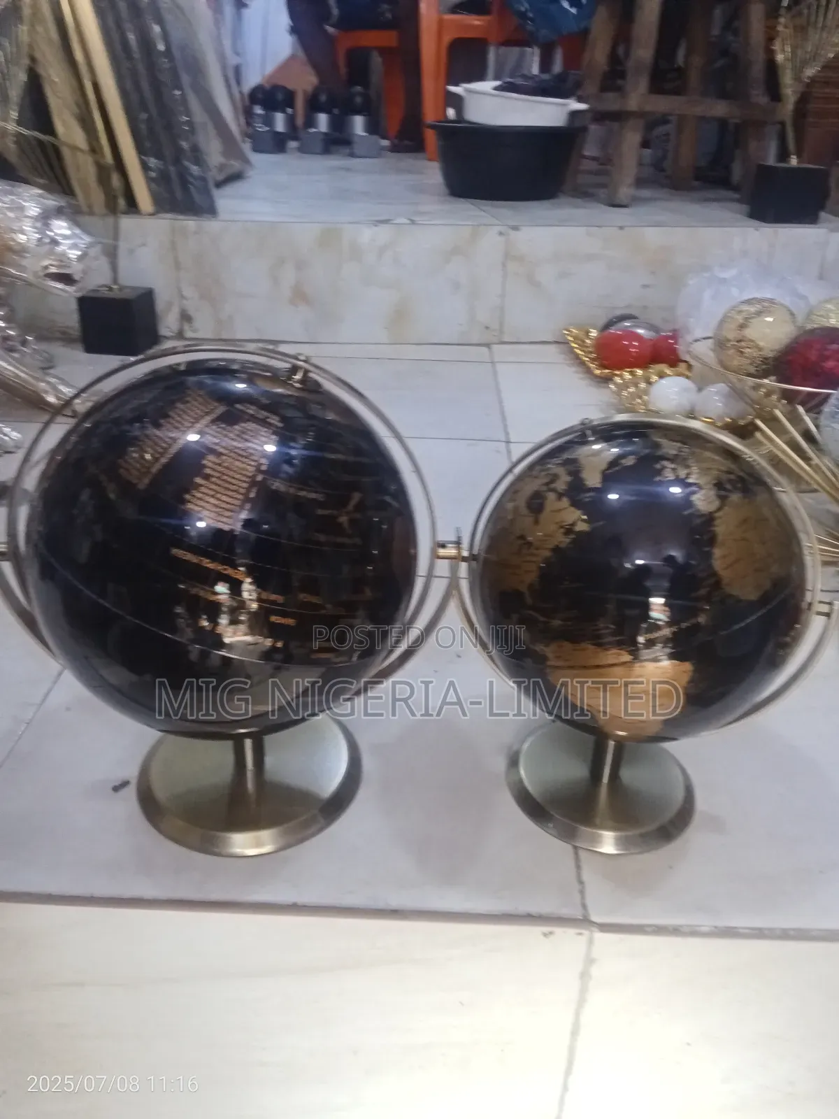 Multi Colour Big World Map Globe Table Decor Style 30cmx24cmx24cm