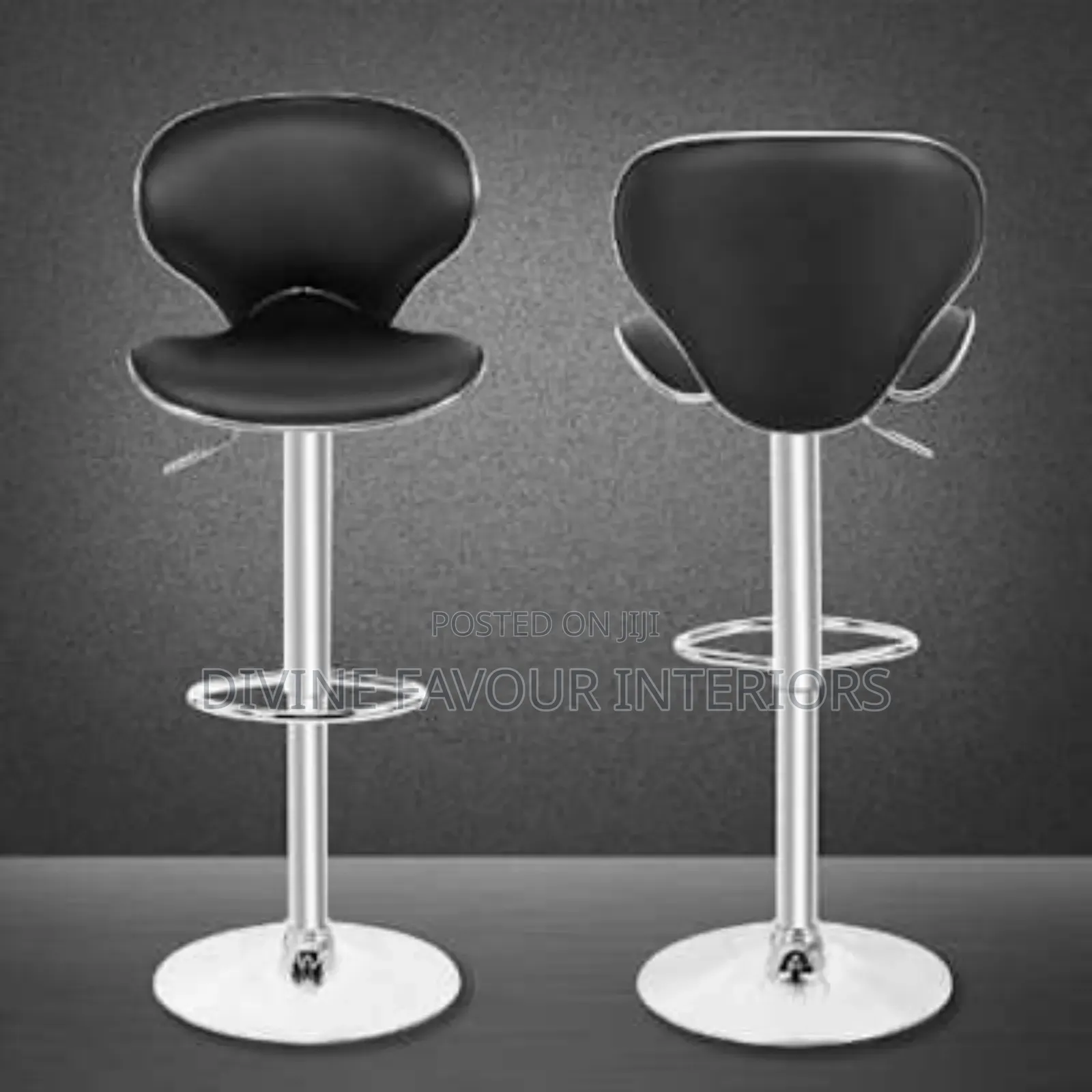 Set of 2 Chrome Bar Stool With Backrest - Black