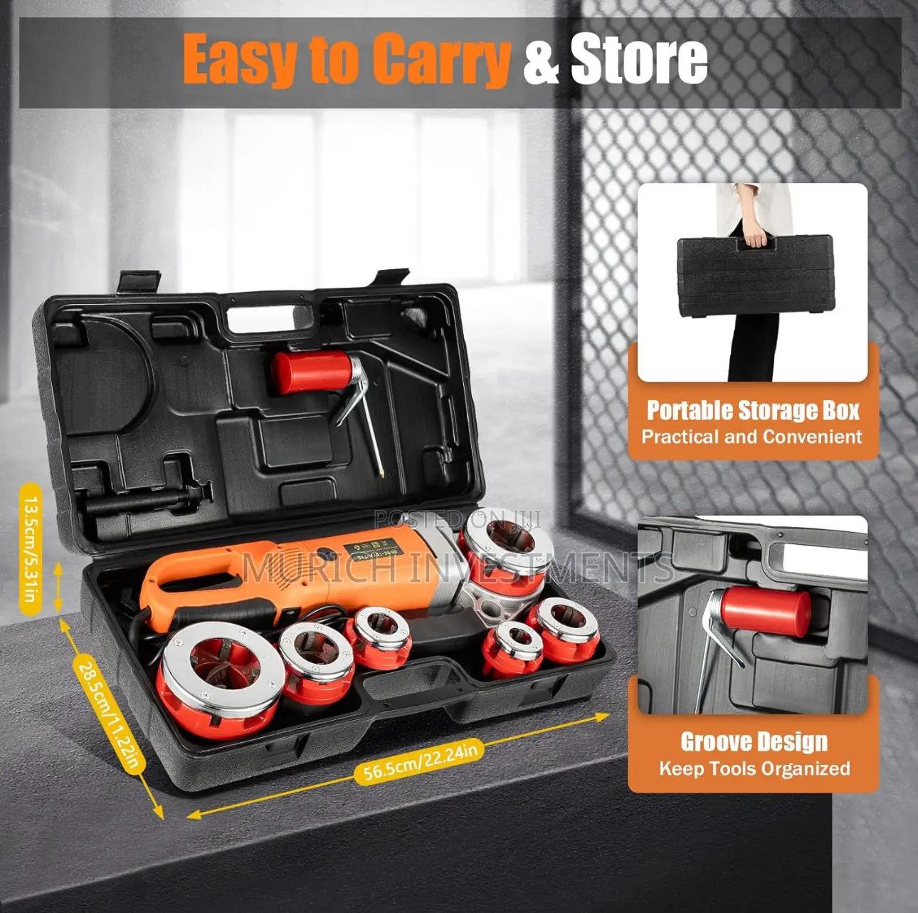 Portable Electric Pipe Threader Kit – 1/2” To 2” With 6 Dies