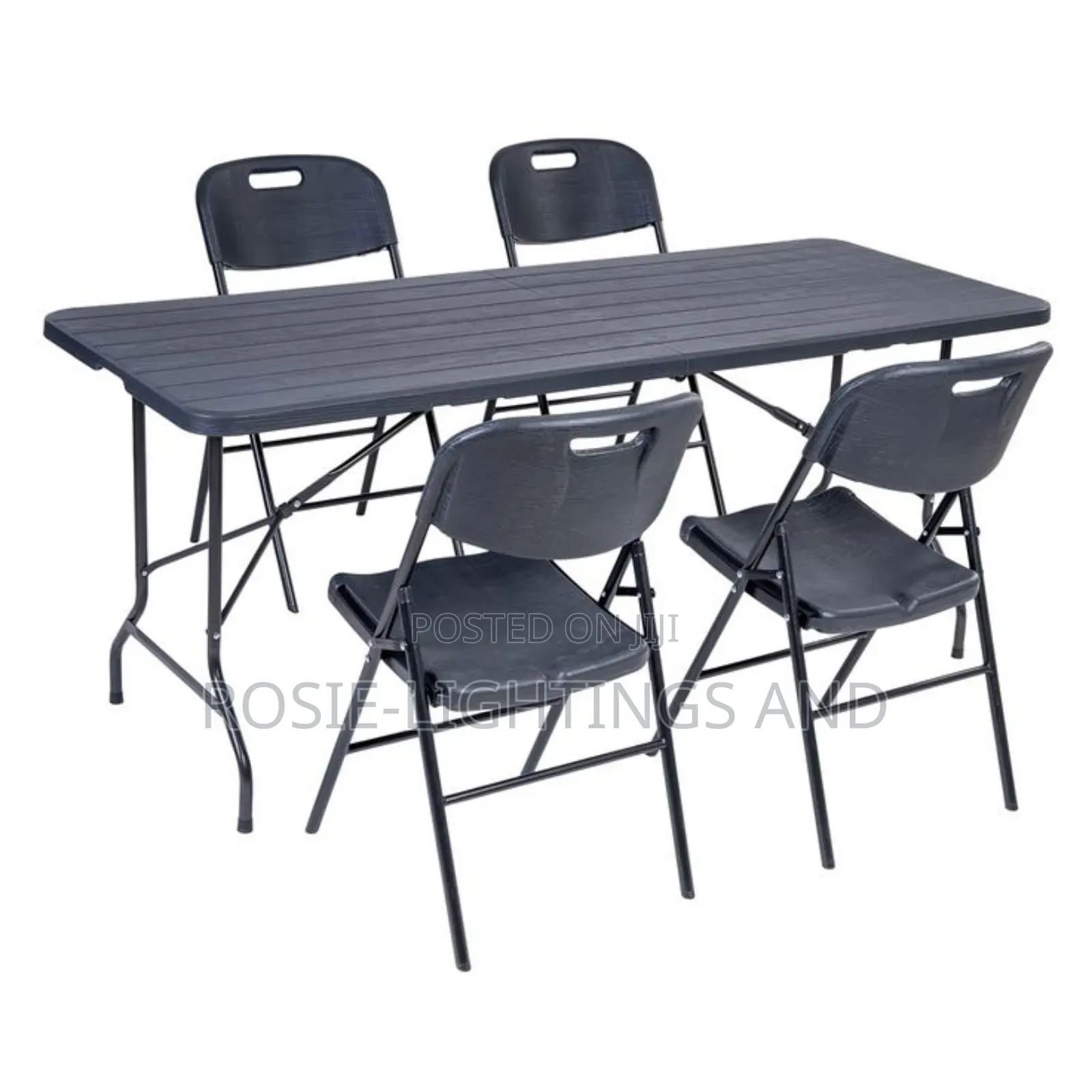 Outdoor Black Foldable Rectangular Table + 4 Chair