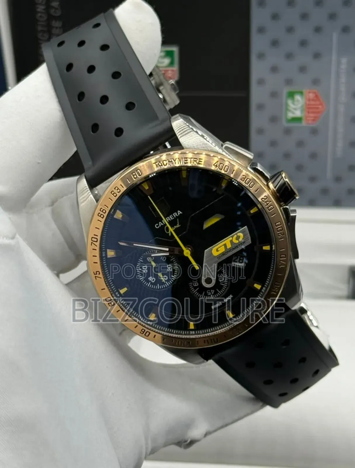 Original Tag Heuer Carrera Black Rubber Strap Watch