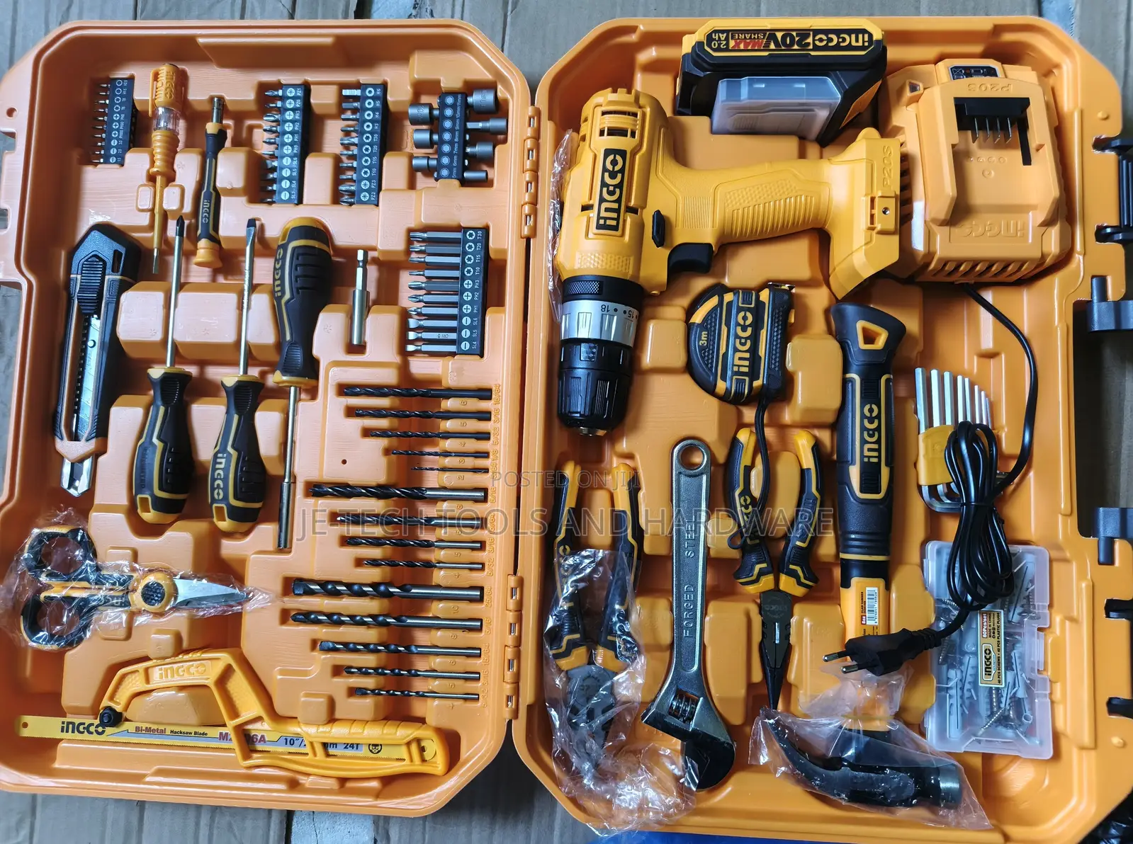 Ingco 165pcs Tool Set 20v Lithium-ion Cordless Impact Drill.