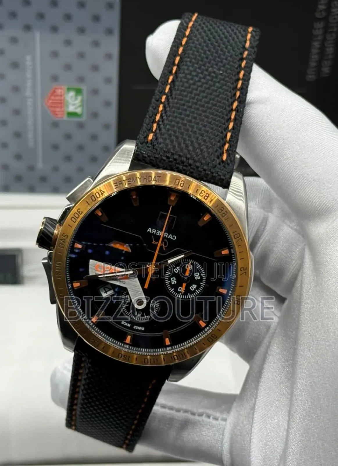 Original Tag Heuer Black Dial Faux Leather Strap Watch