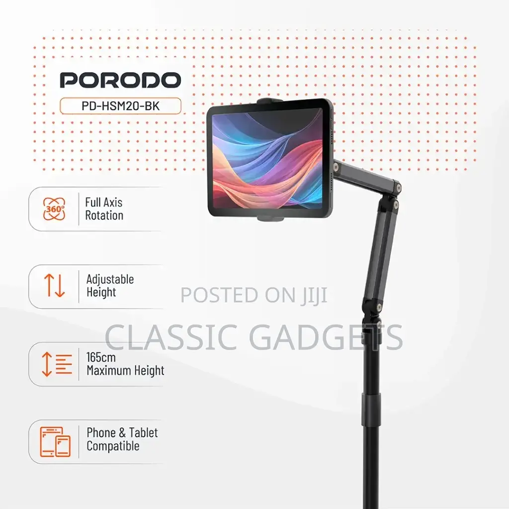 Porodo Hs20 Phone Tablet Floor Stand - Black