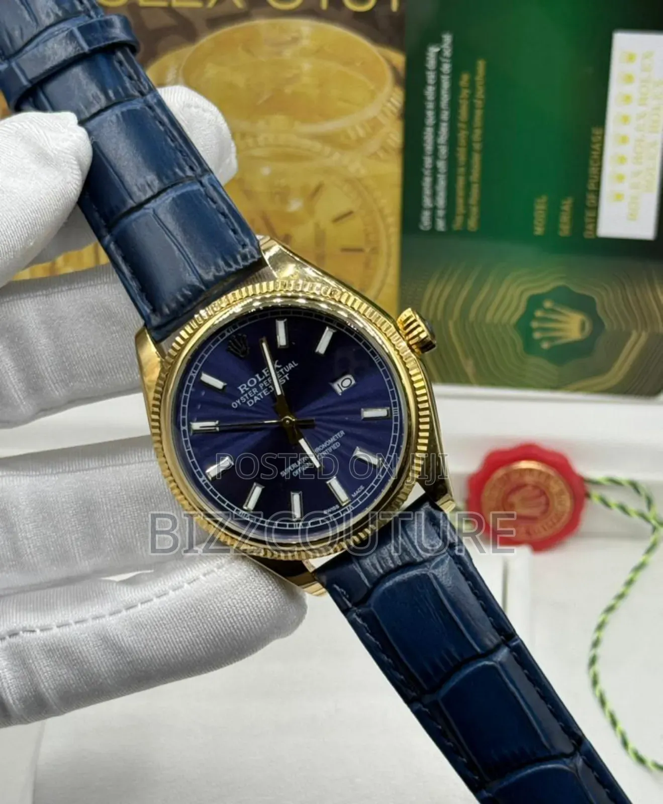 Original Rolex Oyster Perpetual Blue Genuine Leather Watch