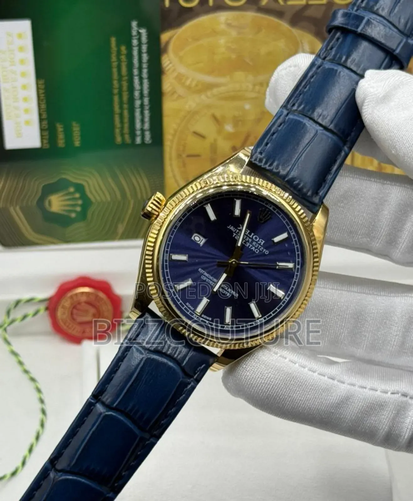 Original Rolex Oyster Perpetual Blue Genuine Leather Watch