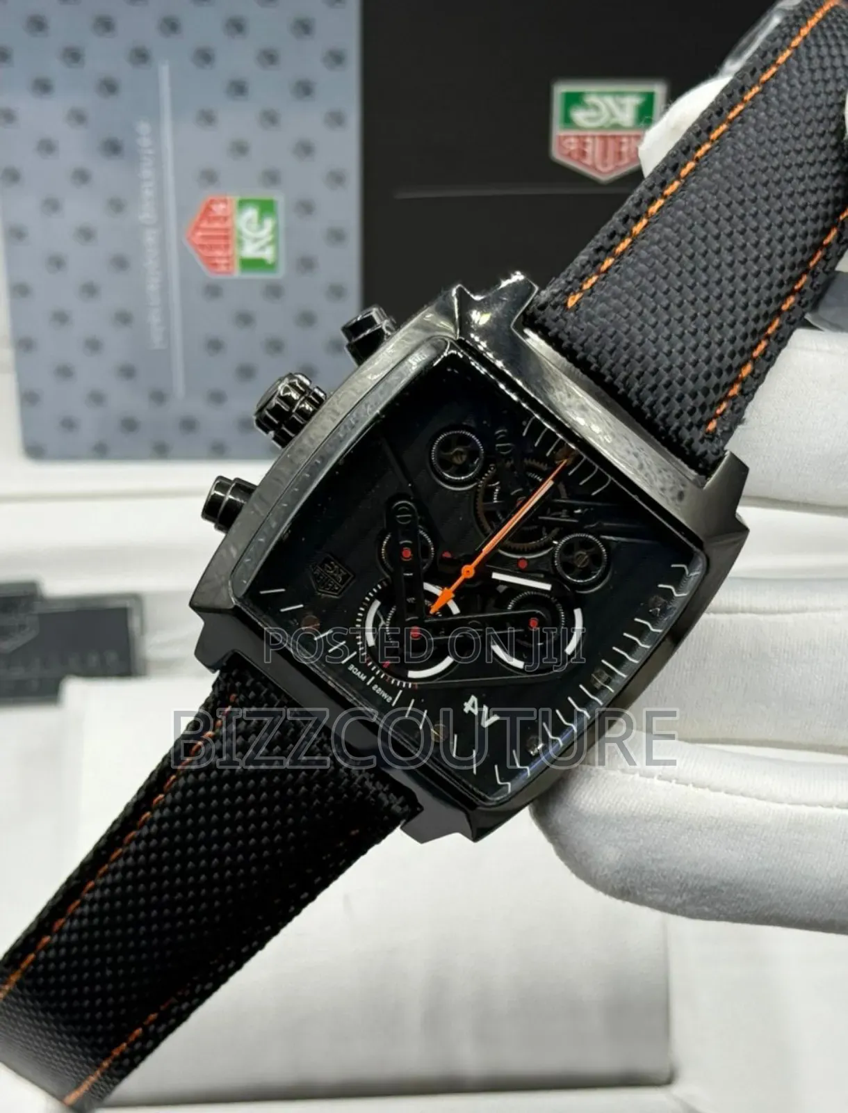 Original Tag Heuer Mechanical Black Dial Faux Leather Watch