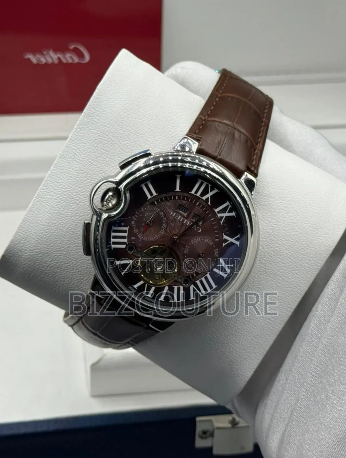 Original Cartier Mechanical Brown Genuine Leather Watch