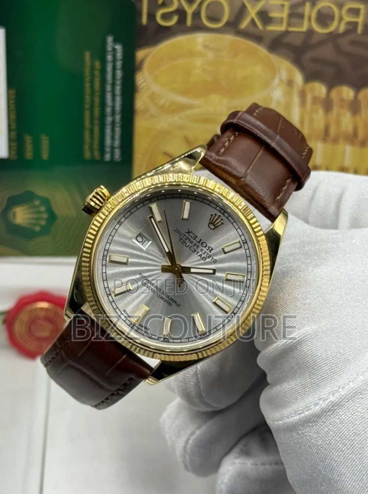 Original Rolex Oyster Perpetual Brown Genuine Leather Watch