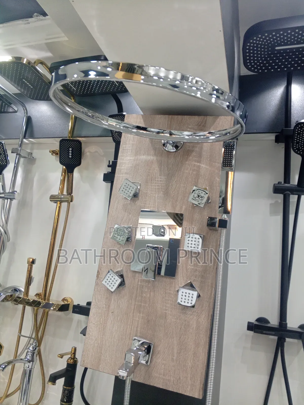 Six Ways Conduit Shower With Round Overhead Rainfall Shower
