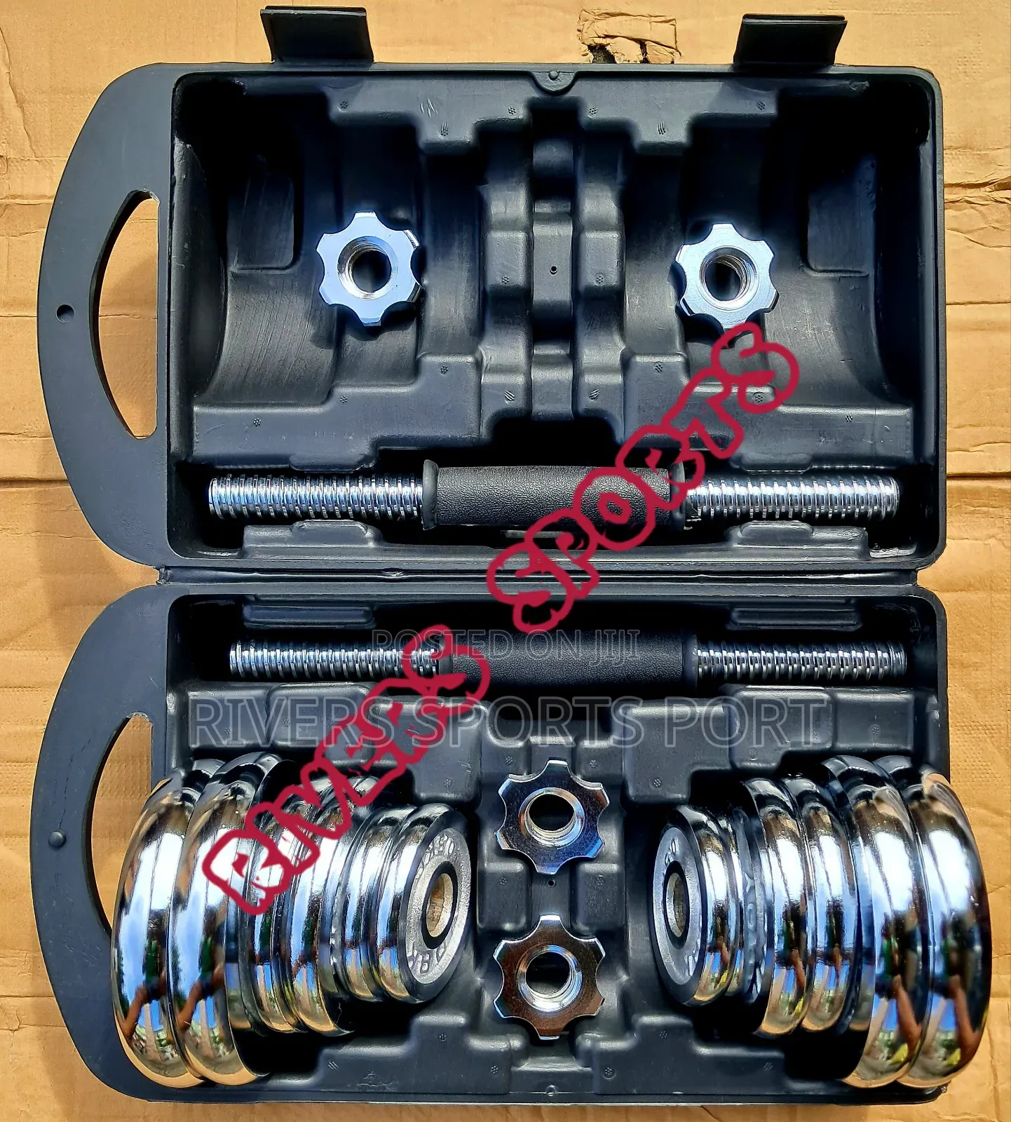 20kg Adjustable Chrome Dumbbell With Carry Case Box, Soft Grip Handles