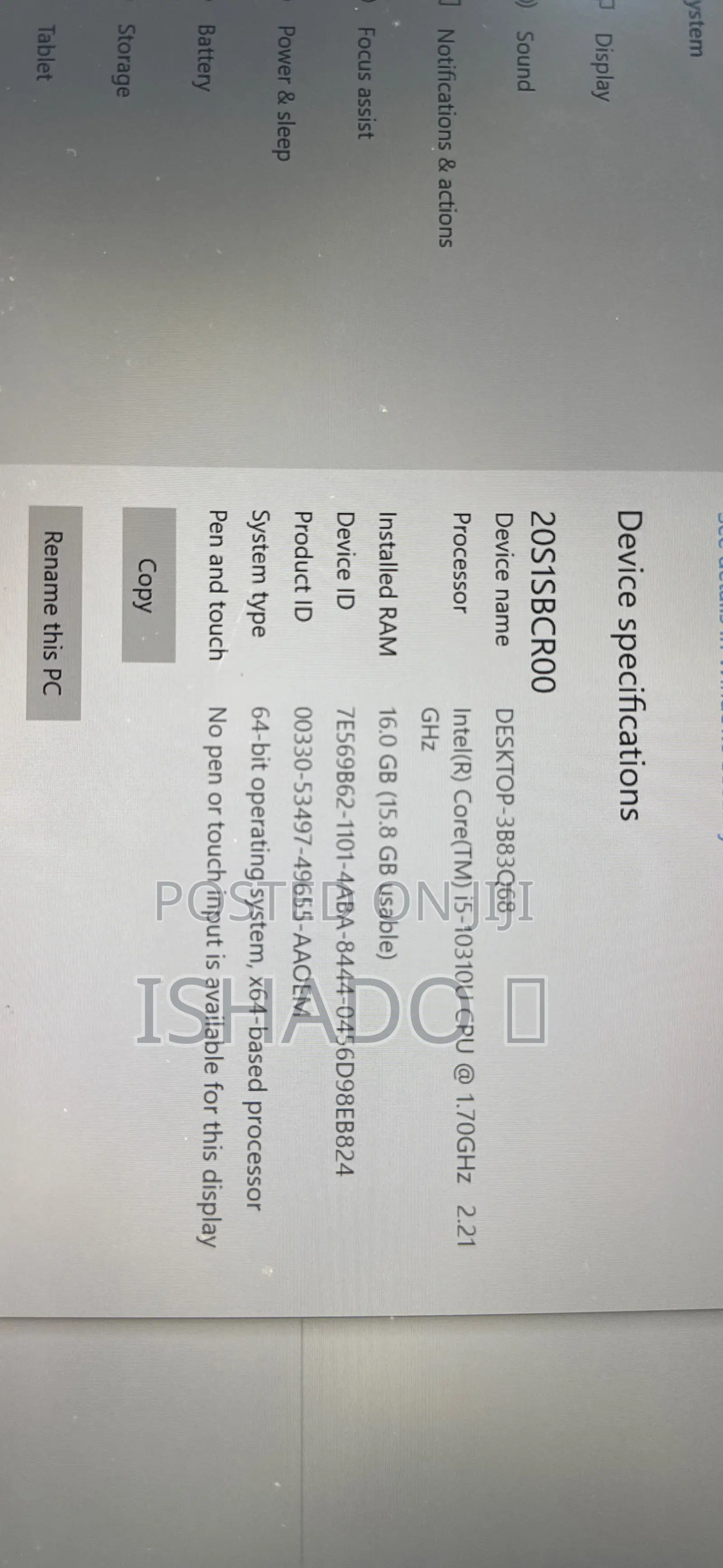 Laptop Lenovo ThinkPad T14 G1 16GB Intel Core I5 SSD 256GB