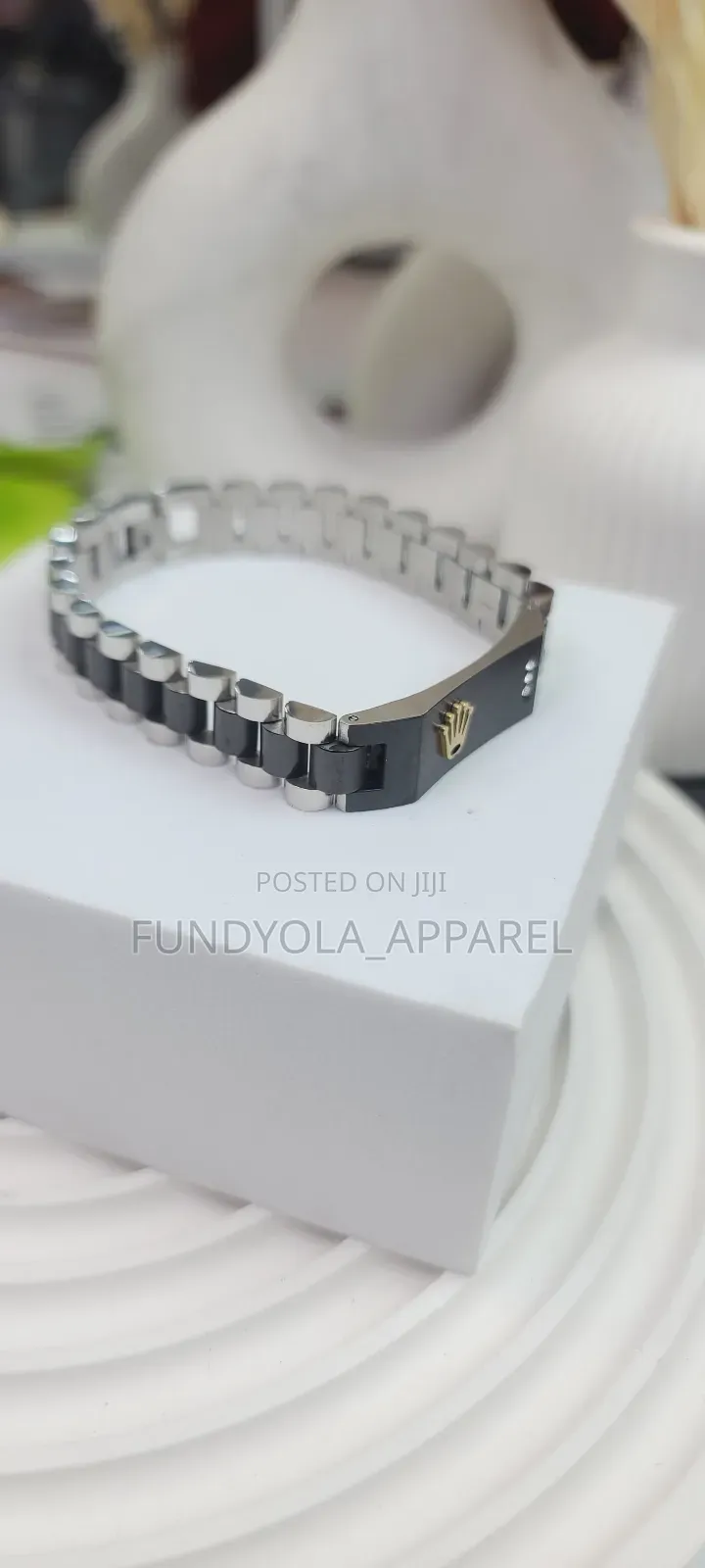 Black and Silver Rolex Hand Chain Bracelet