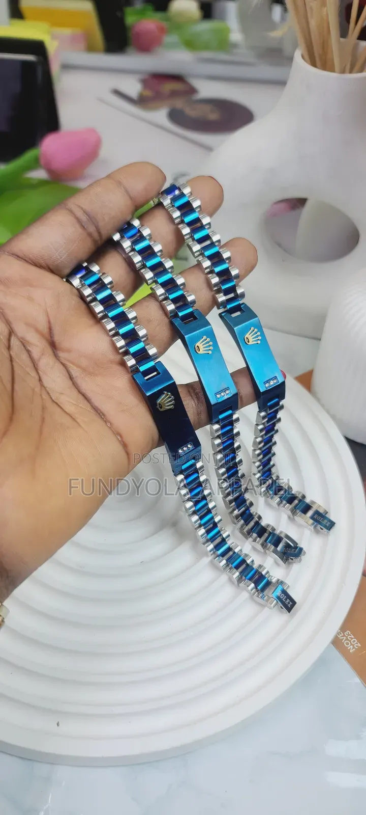 Blue and Silver Hand Chain Bracelet
