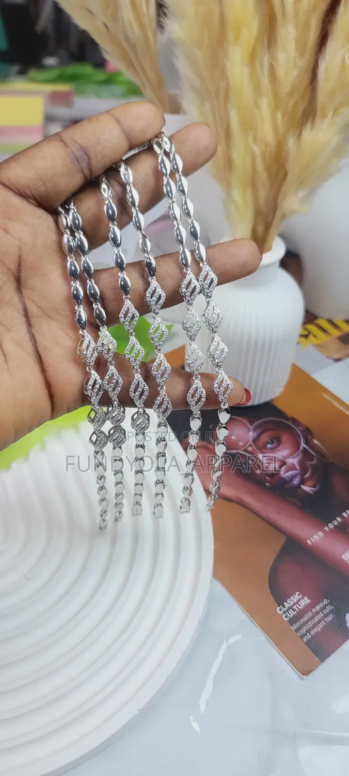 Silver Cz Hand Chain